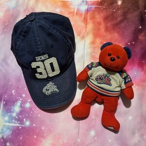Vintage CBJ Columbus Blue Jackets Marc Denis Bear and Hat